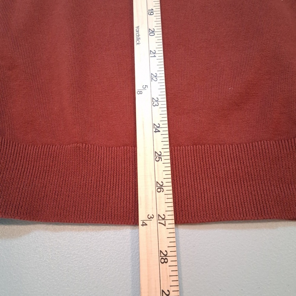 Lands' End Mens V Neck Sweater Cotton Blend Casual Burgundy Large Preppy Fall - Picture 9 of 9